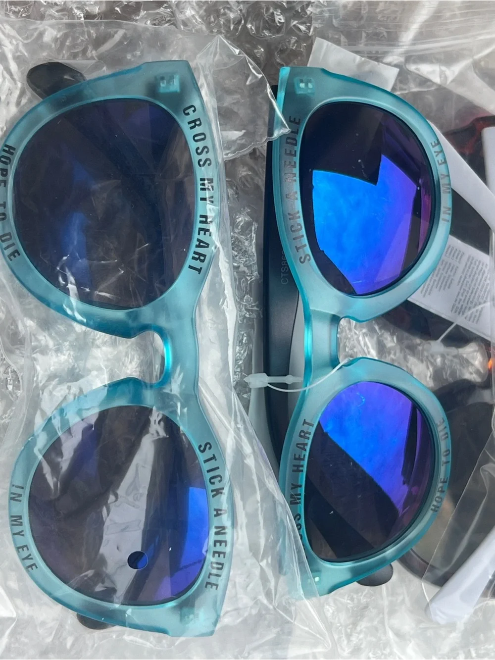 CROSS MY HEART HOPE TO DIE STICK A NEEDLE Mirrored Sunglasses Fraudster Bundle